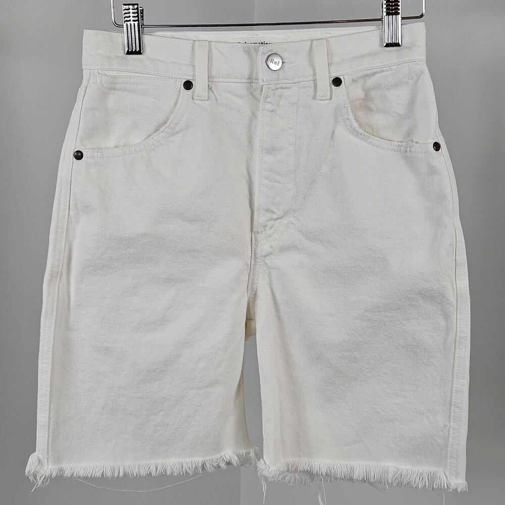 Reformation Jeans Women's White Cut-off High Rise Denim Jeans Shorts | 25